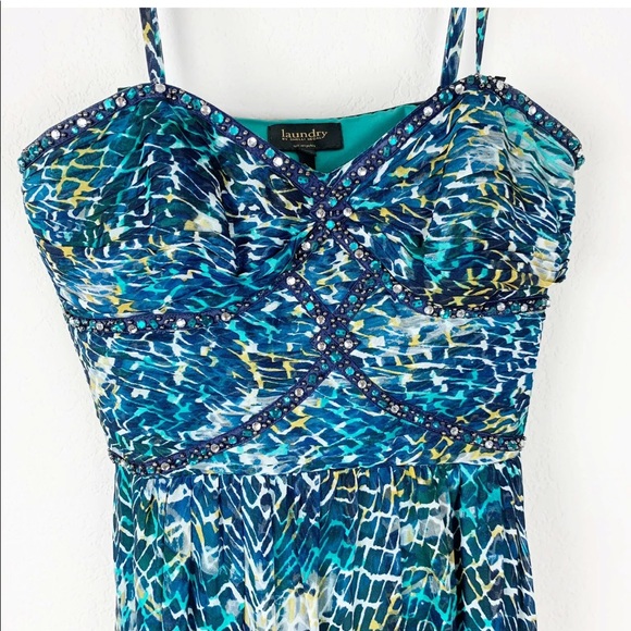 Laundry Shelli Segal silk embellished dress d7 - Picture 3 of 6